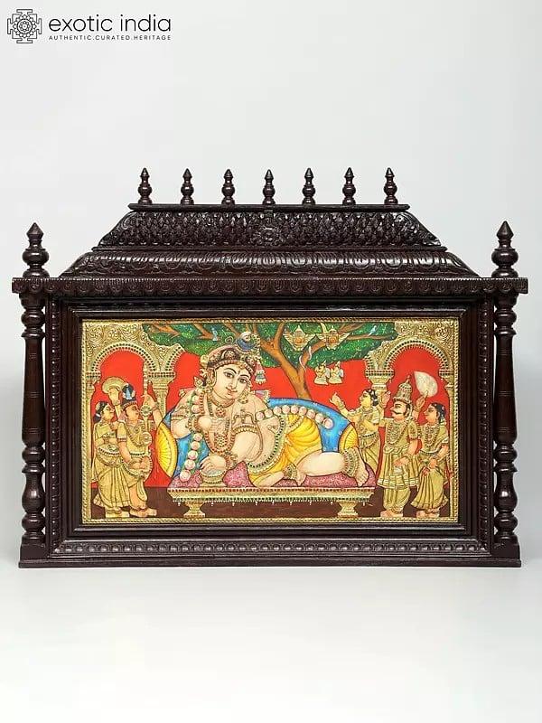 exotic india Bal Krishna | 24 Karat Gold Work | Framed Tanjore Painting