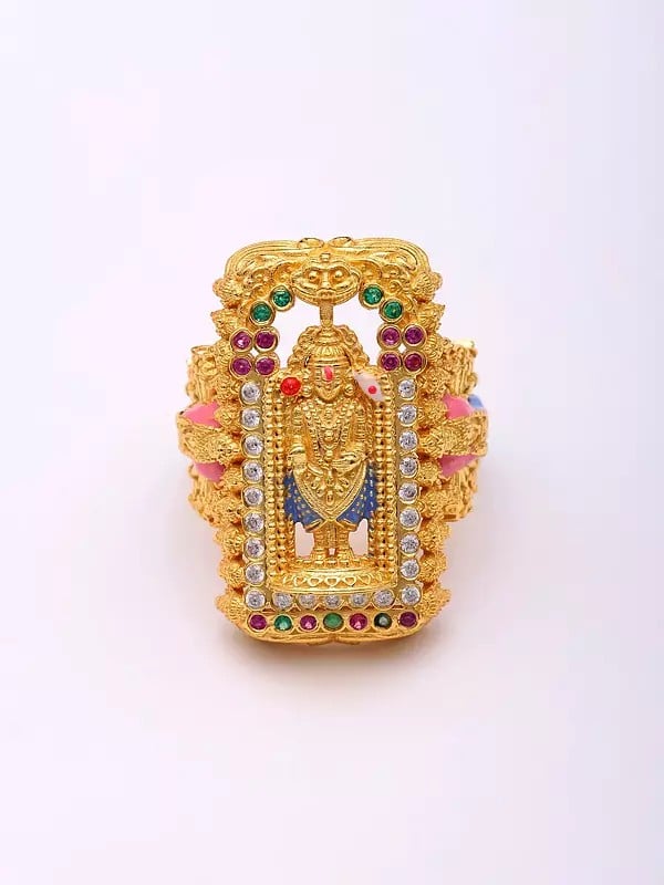 Exotic India Balaji Sterling Silver Ring With Vishvarupa Of Lord Vishnu 