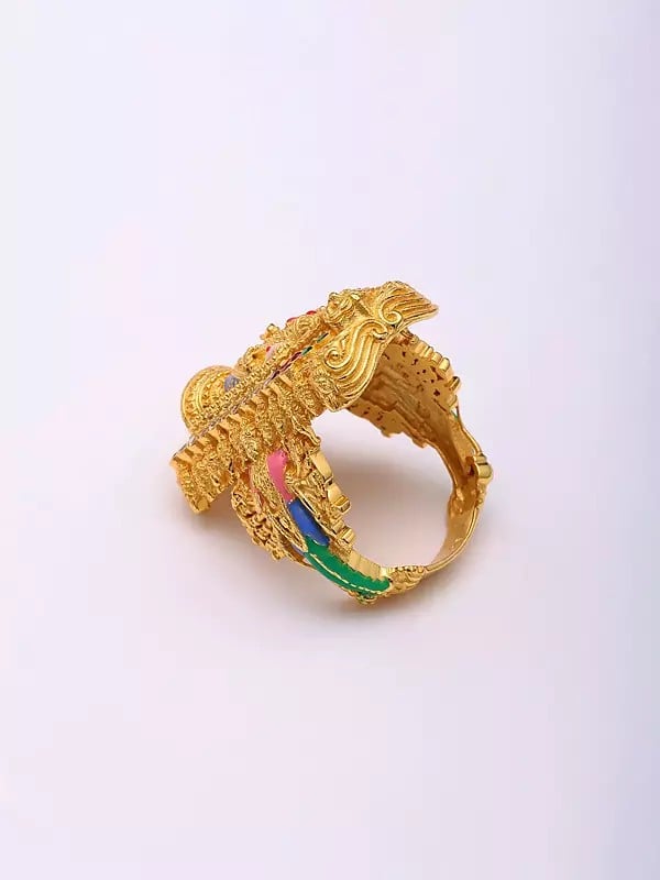 Exotic India Balaji Sterling Silver Ring With Vishvarupa Of Lord Vishnu 