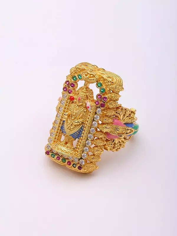 exotic india Balaji Sterling Silver Ring with Vishvarupa of Lord Vishnu 