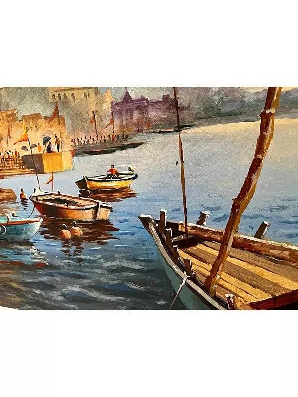 Exotic India Banaras Ghat | Acrylic On Canvas | By Kulwinder Singh 