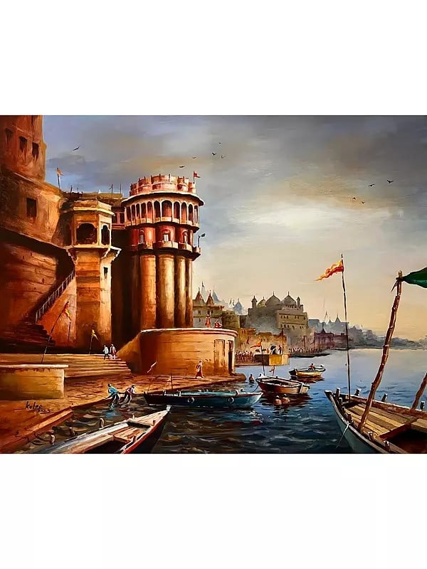 exotic india Banaras Ghat | Acrylic On Canvas | By Kulwinder Singh 