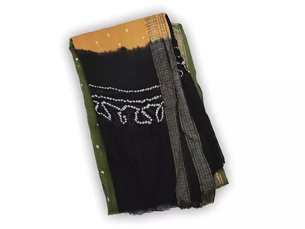 Exotic India Bandhani Tie-Dye Salwar Kameez Cotton Fabric From Gujarat