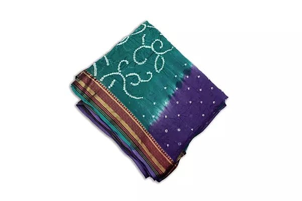 Exotic India Bandhani Tie-Dye Salwar Kameez Fabric From Gujarat With Woven Border 