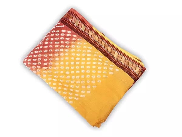 Exotic India Bandhani Tie-Dyed Salwar Kameez Fabric From Gujarat With Paisleys And Woven Border 