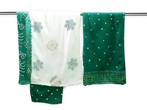 exotic india Bandhani Tie-Dyed Salwar Kameez Fabric from Gujarat 