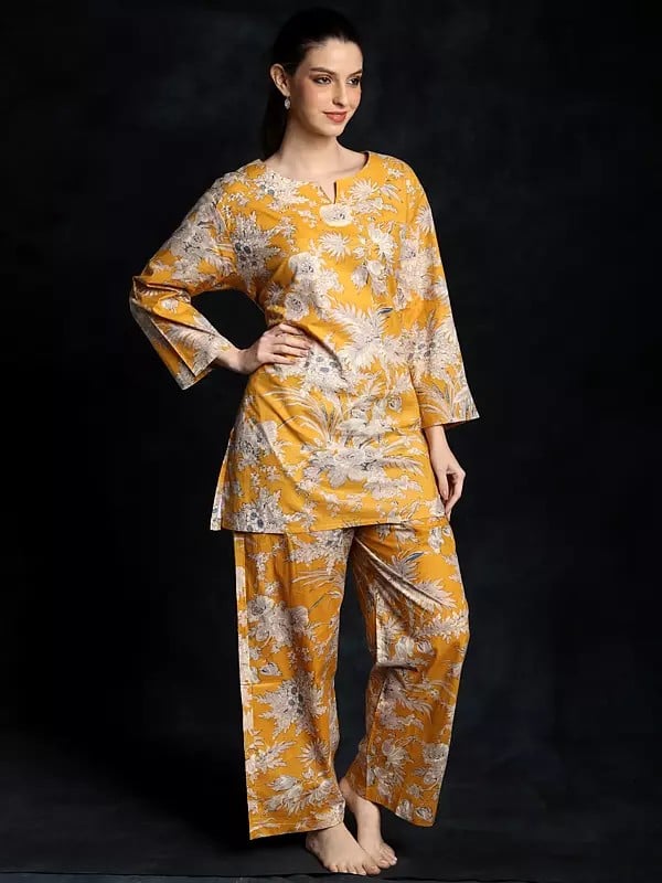 Exotic India Beach-Ball Round Neck Printed Pure Cotton Co-ord Set
