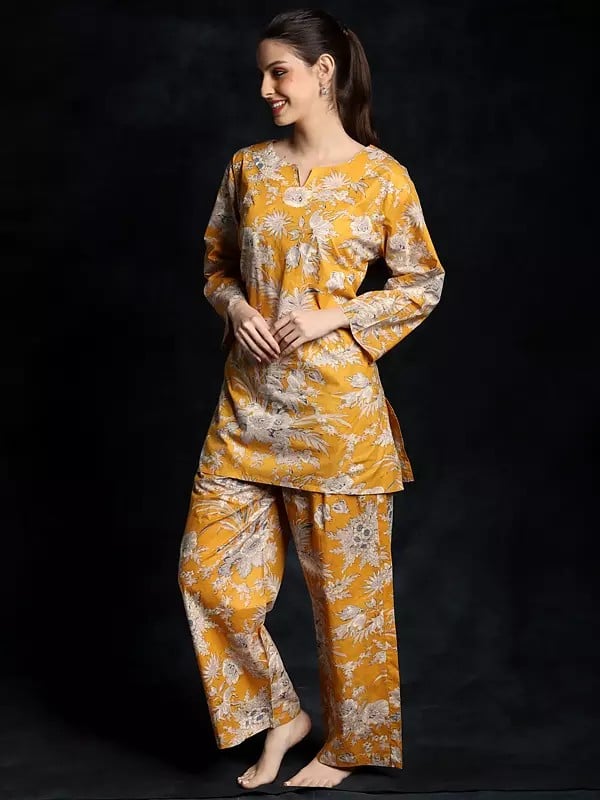 Exotic India Beach-Ball Round Neck Printed Pure Cotton Co-ord Set