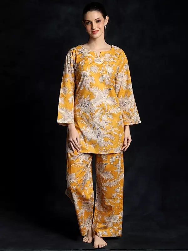 exotic india Beach-Ball Round Neck Printed Pure Cotton Co-ord Set