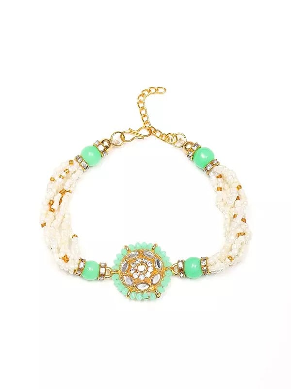 Exotic India Beaded Adjustable Bracelet Rakhi (Set Of 2)