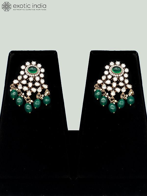 Exotic India Beaded And Stone Studded Elegant Monalisa Bandhai Necklace Set With Matching Earrings