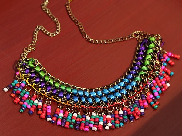 Exotic India Beaded Choker Necklace | Indian Fashion Jewelry 