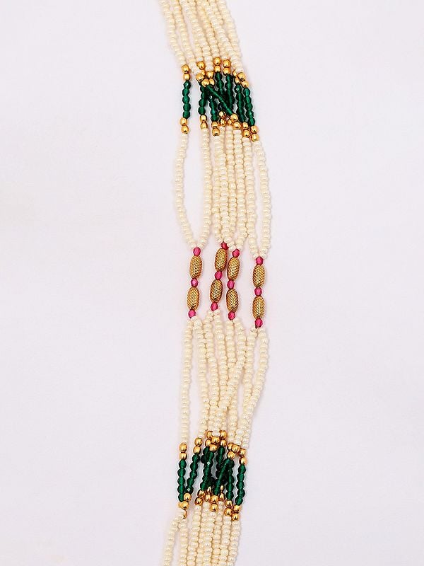 Exotic India Beaded Multi Strand Long Radha Krishna Necklace And Earring Set 