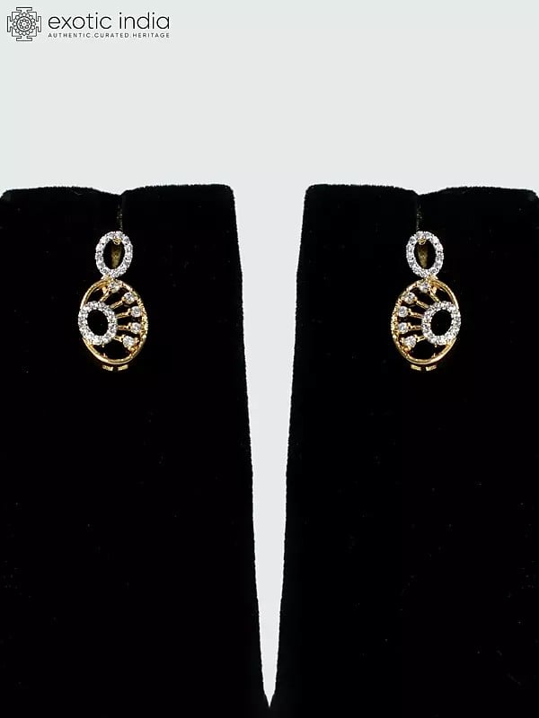 Exotic India Beautiful Design Embellished Stone Studded American Diamond Necklace Set With Earrings
