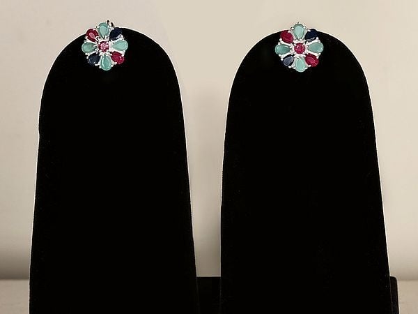 exotic india Beautiful Gemstone Cocktail Sterling Silver Earring