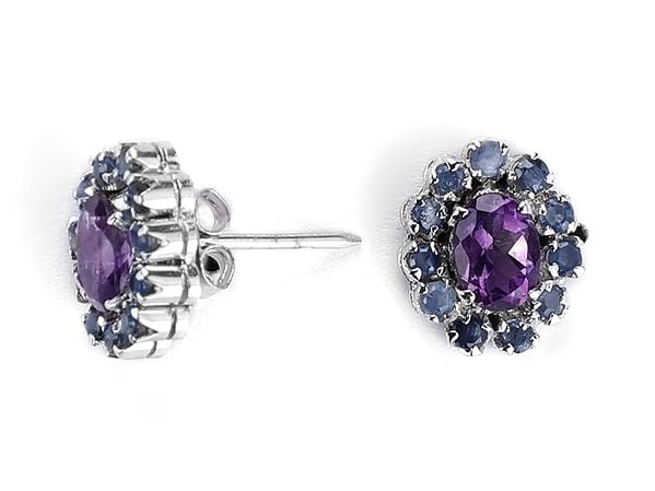 Exotic India Beautiful Sterling Silver Earring With Ruby And Citrine Gemstone