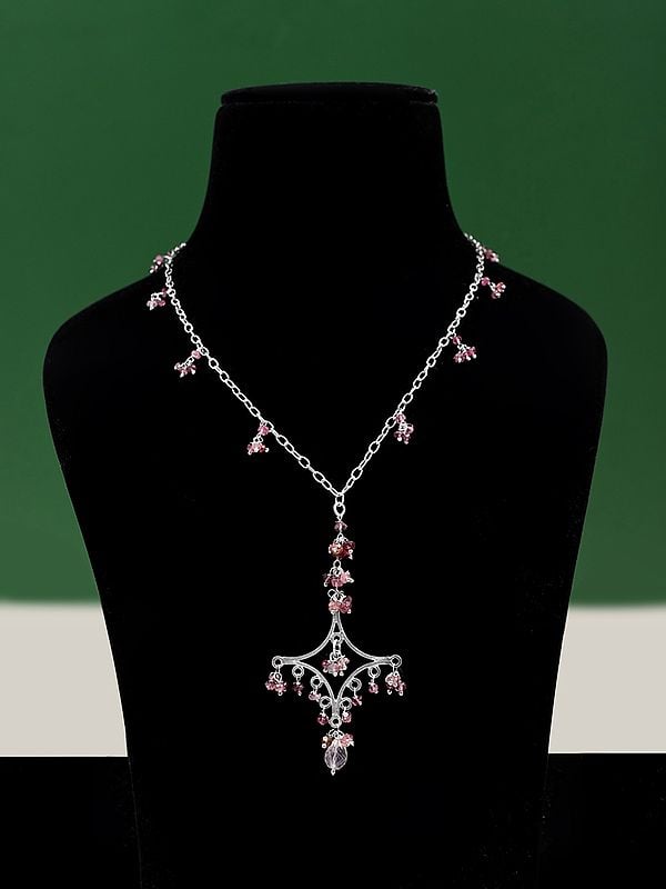 exotic india Beautiful Sterling Silver Necklace with Gemstone
