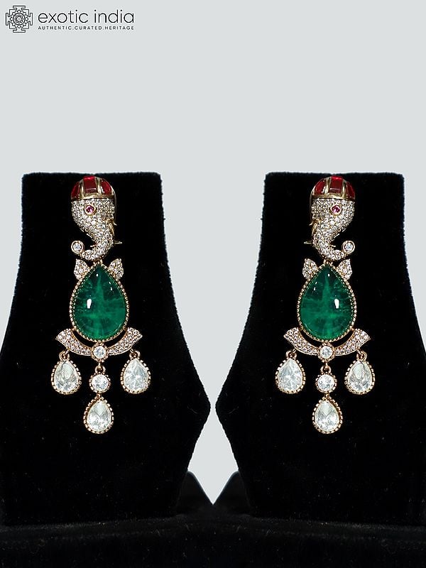 Exotic India Beautiful Stone Studded Copper And Kundan Necklace Set With Earrings 