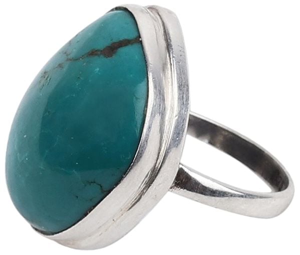 Exotic India Beautiful Turquoise Ring With Sterling Silver 