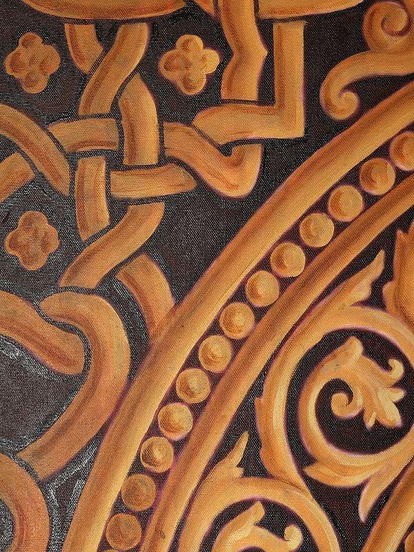 Exotic India Beauty And Grey Parrot | Oil Painting On Canvas With Frame 