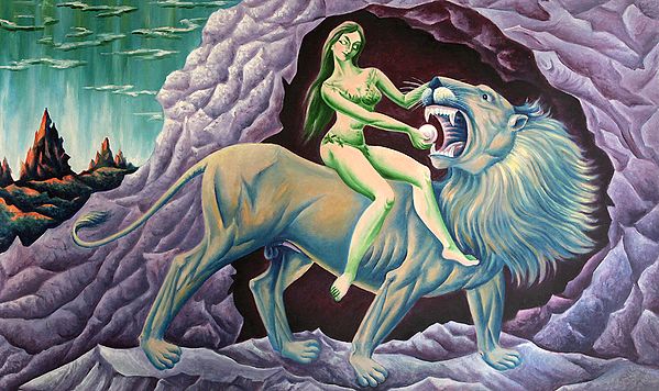 exotic india Beauty and the Beast | Oil Painting on Canvas 