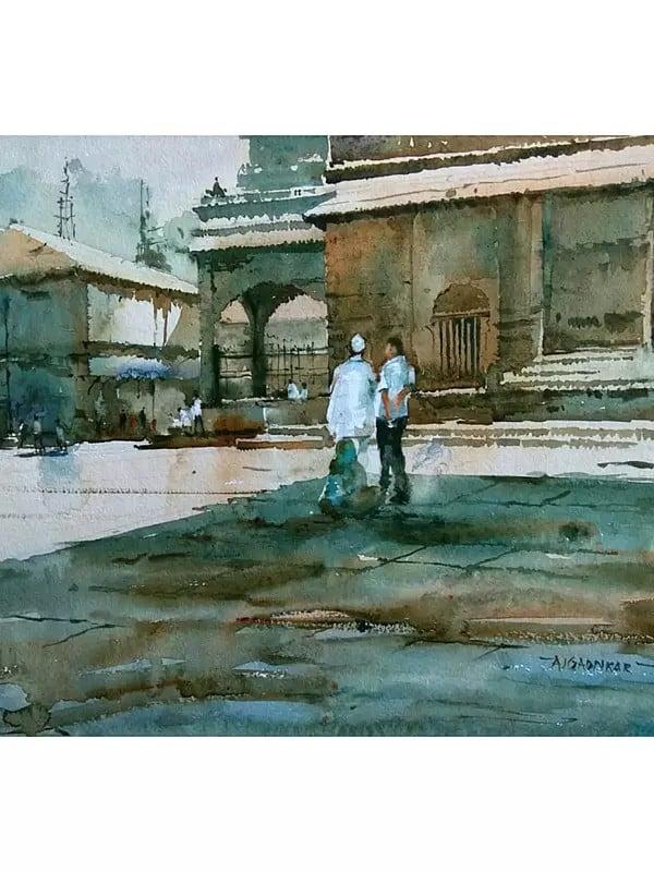 Exotic India Beauty Of Temple | Watercolor On Paper | By Rajesh Ajgaonkar 
