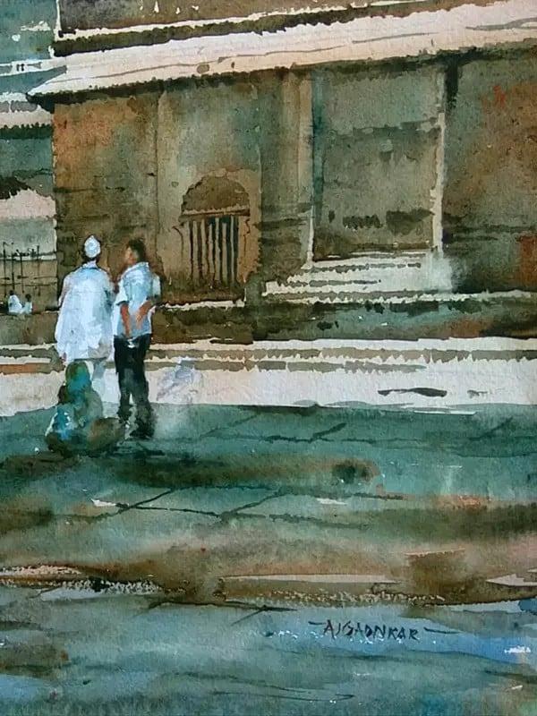 Exotic India Beauty Of Temple | Watercolor On Paper | By Rajesh Ajgaonkar 