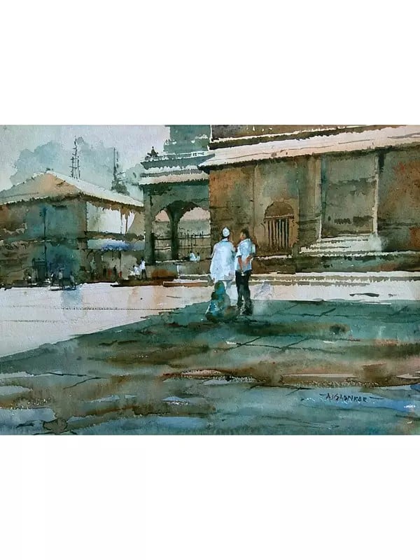 exotic india Beauty Of Temple | Watercolor On Paper | By Rajesh Ajgaonkar 
