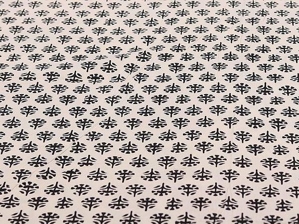 Exotic India Beige Color Queen Size Bedsheet With Jaipuri Bagru Print Butti-Floral Motif And Two Pillow Cover 
