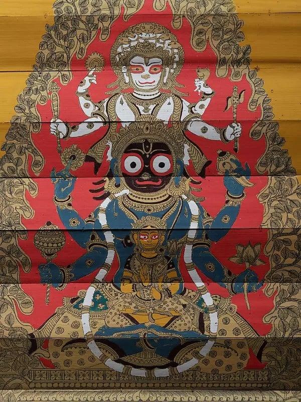 Exotic India Bhagawan Jagannath Inside The Tree | Pattachitra Painting On Palm Leaf 