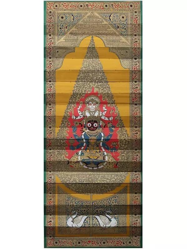 exotic india Bhagawan Jagannath Inside the Tree | Pattachitra Painting on Palm Leaf 