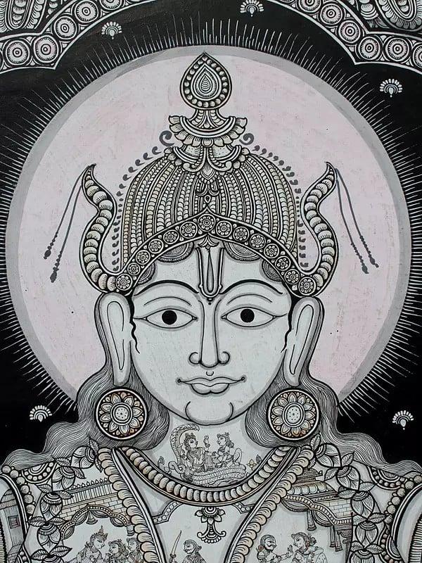 Exotic India Bhagawan Vishnu With Krishna Lila | Pattachitra Painting