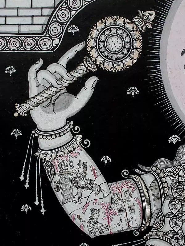Exotic India Bhagawan Vishnu With Krishna Lila | Pattachitra Painting