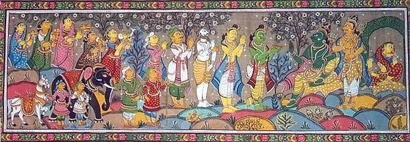 exotic india Bharat Milap - Lord Rama meets with Brother Bharat 