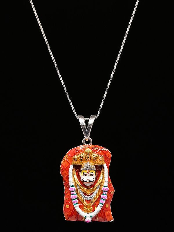 Exotic India Bhurakhiya Hanuman Dada Enamel Sterling Silver Pendant