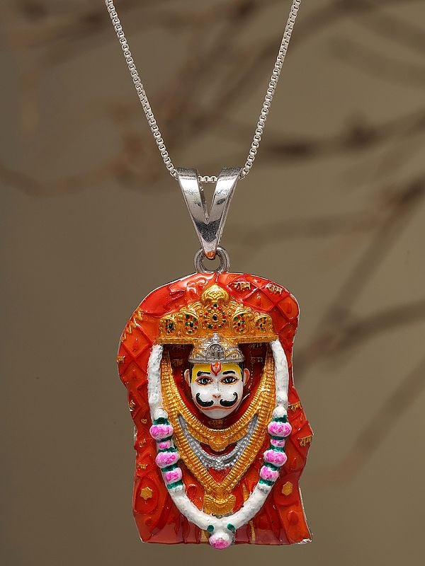 Exotic India Bhurakhiya Hanuman Dada Enamel Sterling Silver Pendant