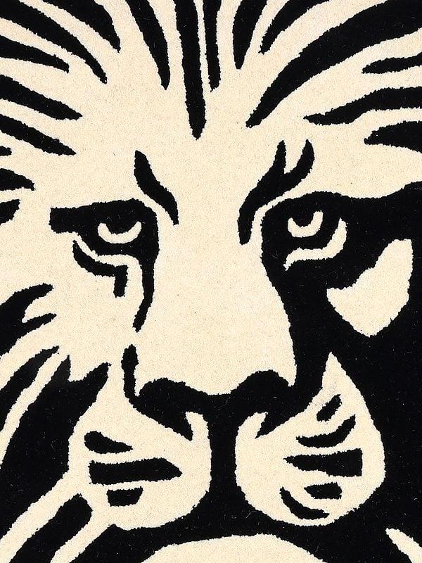 Exotic India Black And White Lion Face Round Yogic Asana Mat From Mirzapur 