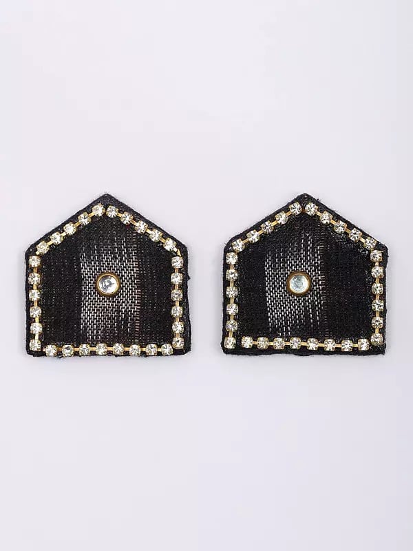 Exotic India Black Handloom Sambalpuri Fabric Necklace Set With Earrings 