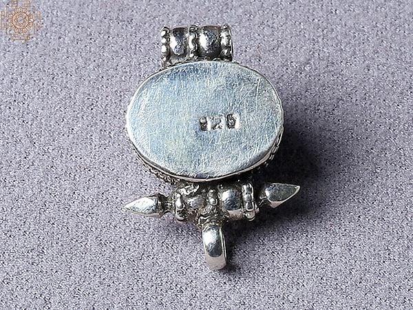 Exotic India Black Onyx Tibetan Ghau Silver Pendant From Nepal 