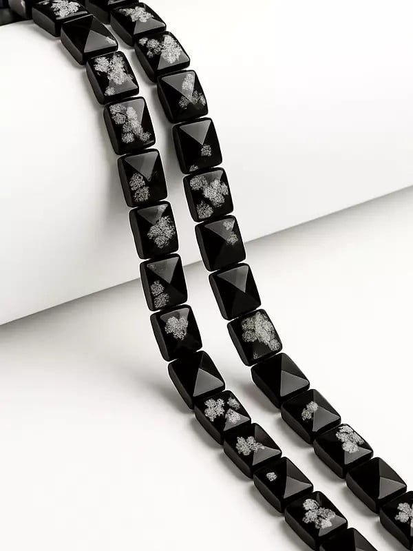 exotic india Black Snowflake Obsidian Faceted Chewing Gum | Gemstone Beads 