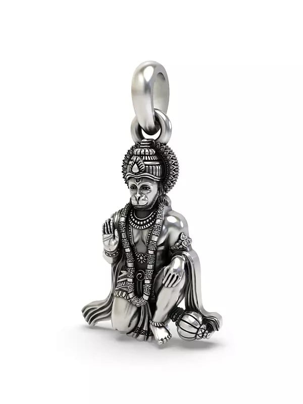 Exotic India Blessing Hanuman Sterling Silver Pendant 
