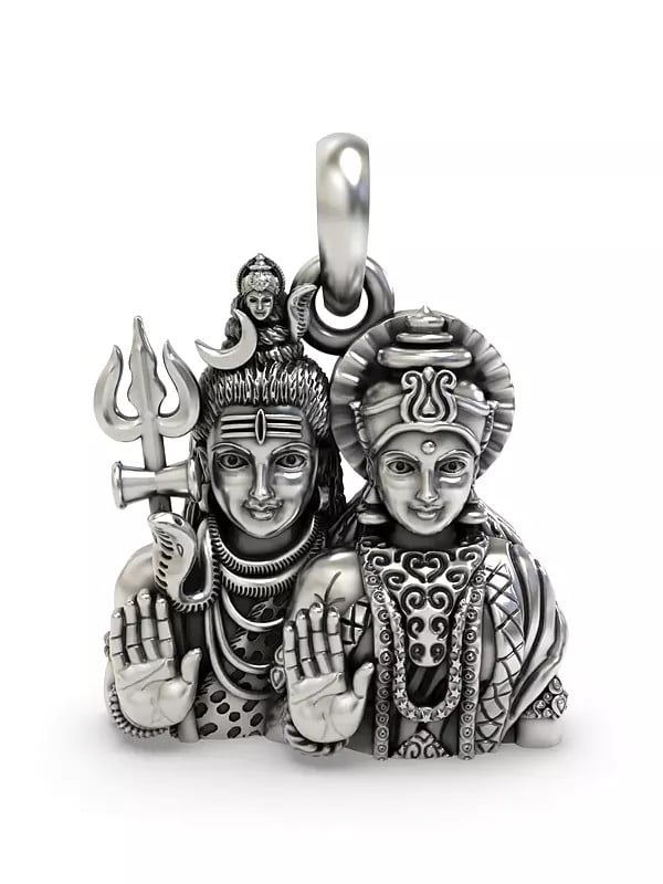 exotic india Blessing Lord Shiva and Goddess Parvati Pendant