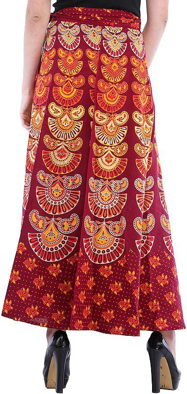 Exotic India Block-Printed Sanganeri Wrap-Around Skirt From Pilkhuwa 