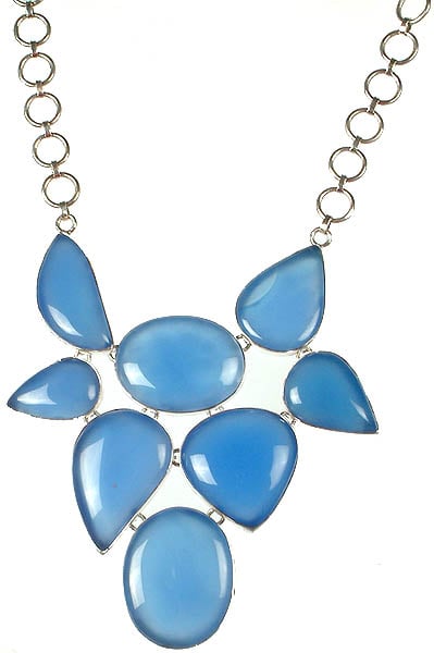 exotic india Blue Chalcedony Necklace | Chalcedony Gemstone Jewelry 