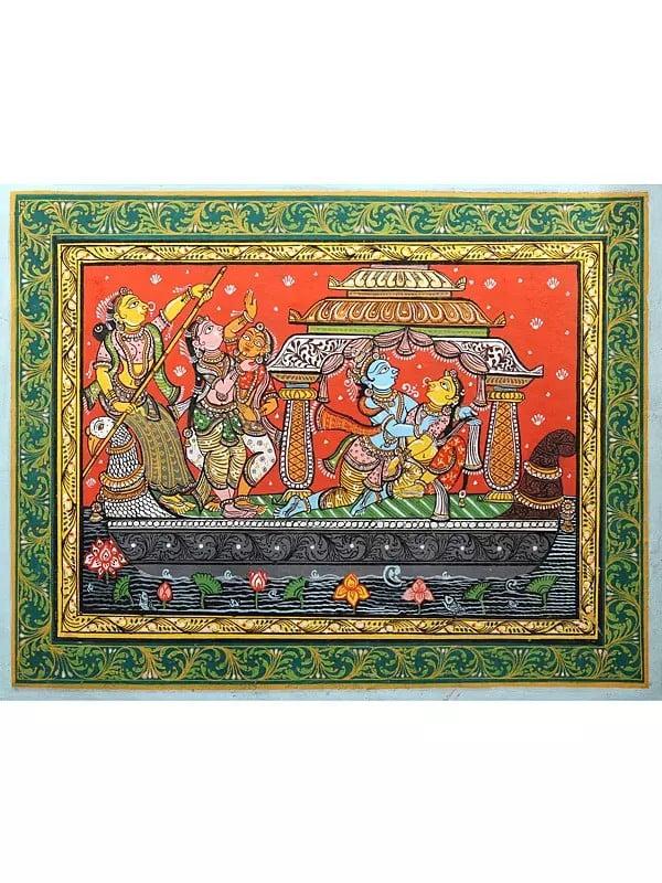 exotic india Boat of Love | Pattachitra Art | Watercolor Painting