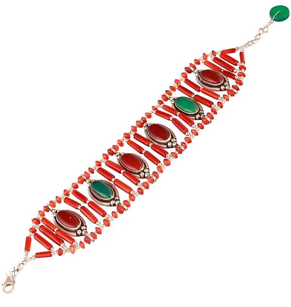 exotic india Bracelet with Carnelian and Green Onyx