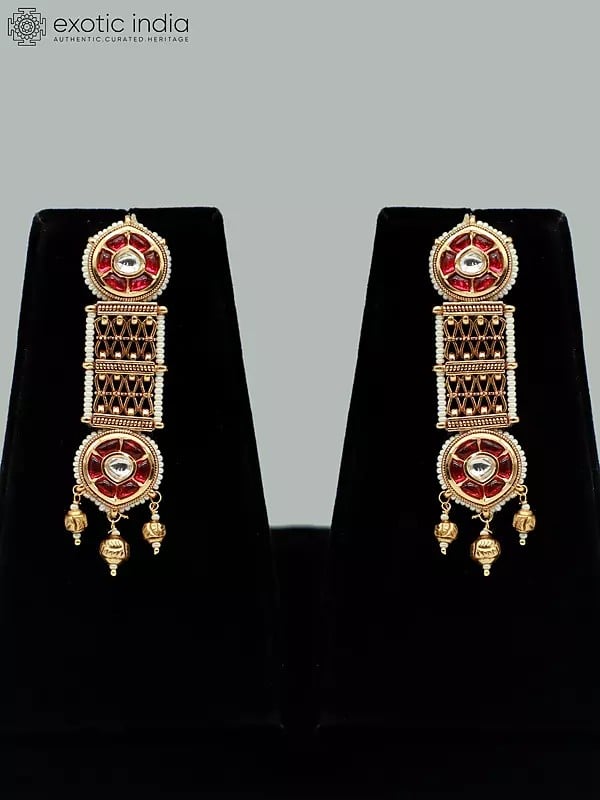 Exotic India Brass Choker Set With Attractive Earrings For Women