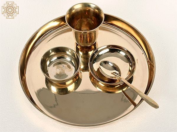 Exotic India Brass Dinner Thali Set | Handmade | Made In India