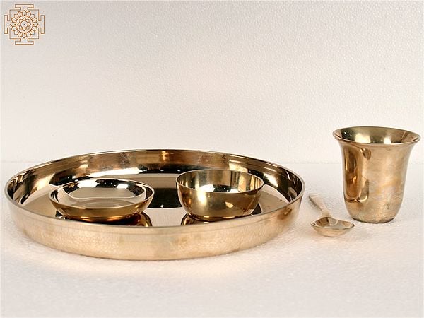 Exotic India Brass Dinner Thali Set | Handmade | Made In India