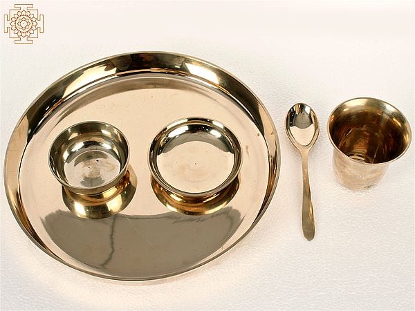 exotic india Brass Dinner Thali Set | Handmade | Made In India 